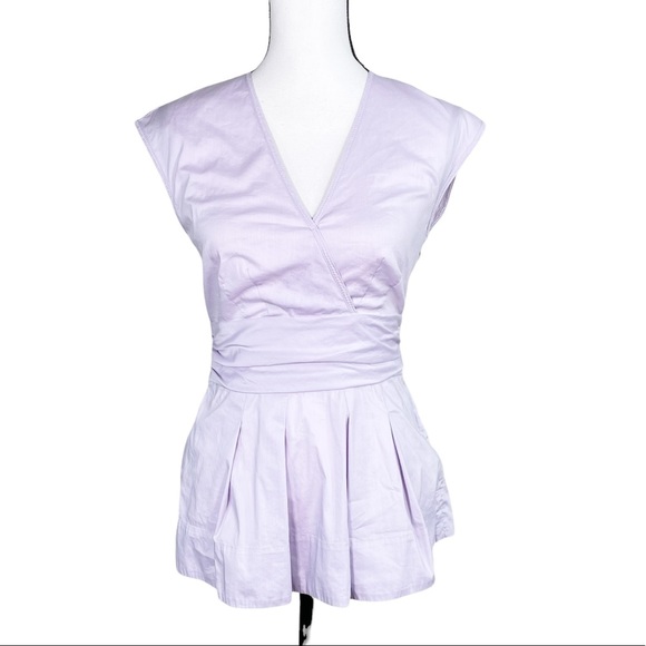 BCBGMAXAZRIA Lavender Wrap Tie Waist Blouse - Picture 1 of 7